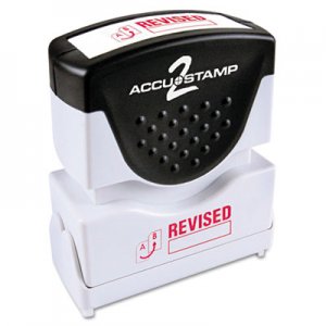 ACCUSTAMP2 COS035587 Pre-Inked Shutter Stamp with Microban, Red, REVISED, 1 5/8 x 1/2