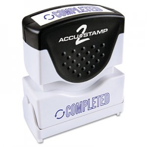 ACCUSTAMP2 COS035582 Pre-Inked Shutter Stamp with Microban, Blue, COMPLETED, 1 5/8 x 1/2