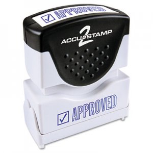 ACCUSTAMP2 COS035575 Pre-Inked Shutter Stamp with Microban, Blue, APPROVED, 1 5/8 x 1/2
