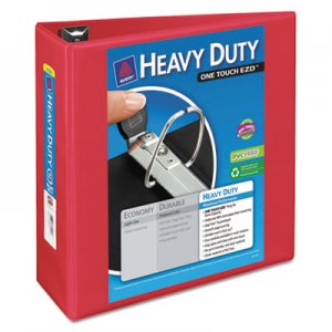 Avery 79326 Heavy-Duty View Binder w/Locking 1-Touch EZD Rings, 4" Cap, Red