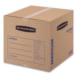 Bankers Box FEL7713901 SmoothMove Basic Moving Boxes, Medium, Regular Slotted Container (RSC), 18" x 18" x 16", Brown Kraft/Blue