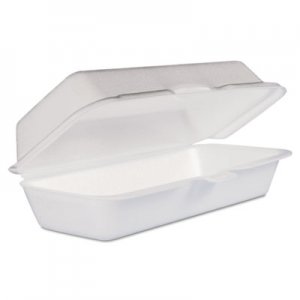 Dart DCC72HT1 Foam Hot Dog Container with Hinged Lid, 7-1/10 x 3-4/5 x 2-3/10