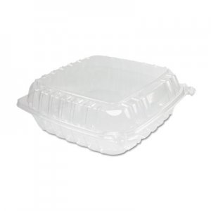 Dart DCCC95PST1 ClearSeal Plastic Hinged Container, Large, 9x9-1/2x3, Clear, 100/Bag