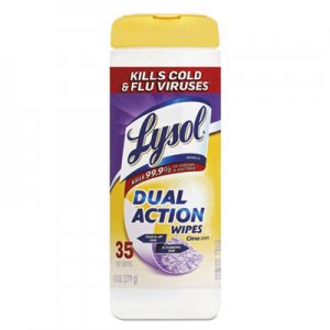 LYSOL Brand RAC81143CT Dual Action Disinfecting Wipes, Citrus, 7 x 8, 35/Canister