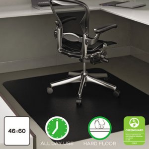 deflecto CM21242BLK EconoMat Anytime Use Chair Mat for Hard Floor, 45 x 53, Black