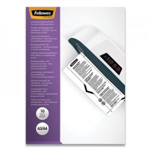 Fellowes FEL5320603 Laminator Cleaning Sheets, 3 to 10 mil, 8.5" x 11", White, 10/Pack