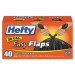 Hefty E27744CT Easy Flaps Trash Bags, .85 mil, 30gal, Black, 40/Box, 6 Boxes/Carton