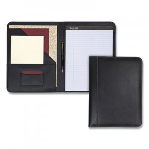 Samsill SAM71710 Contrast Stitch Leather Padfolio, 8 1/2 x 11, Leather, Black