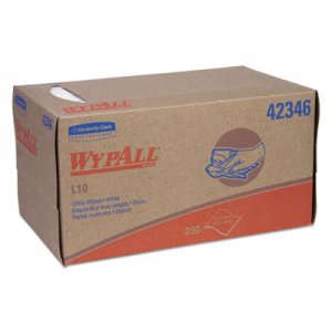 WypAll 42346 L10 Utility Wipes, POP-UP Box, 1-Ply, 10 1/4 x 9, White, 250/Box