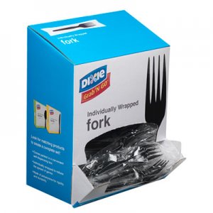 Dixie DXEFM5W540 Grab N Go Wrapped Cutlery, Forks, Black, 90/Box, 6 Box/Carton