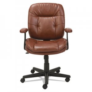 OIF OIFST4859 Swivel/Tilt Bonded Leather Task Chair, Supports up to 250 lbs., Chestnut Brown Seat/Chestnut Brown Back, Black