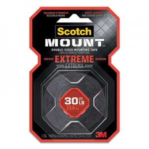 Scotch MMM414H Extreme Mounting Tape, 1" x 60", Black