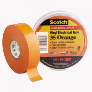 3M MMM10869 Scotch 35 Vinyl Electrical Color Coding Tape, 3" Core, 0.75" x 66 ft, Orange