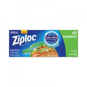 Ziploc SJN315882 Resealable Sandwich Bags, 1.2 mil, 6.5" x 5.88", Clear, 480/Carton