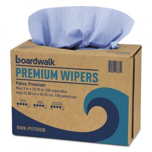 Boardwalk BWKP070IDB Hydrospun Wipers, Blue, 9 x 16.75, 100 Wipes/Box, 10 Boxes/Carton