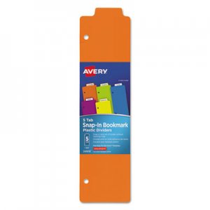 Avery AVE24908 Tabbed Snap-In Bookmark Plastic Dividers, 5-Tab, 11.5 x 3, Assorted, 1 Set