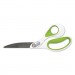 Westcott ACM16445 CarboTitanium Bonded Scissors, 9" Long, 4.5" Cut Length, White/Green Bent Handle