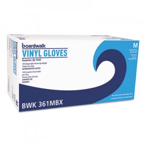 Boardwalk BWK361MCT Exam Vinyl Gloves, Clear, Medium, 3 3/5 mil, 1000/Carton