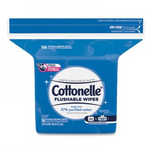 Cottonelle KCC10358CT Fresh Care Flushable Cleansing Cloths, White, 5x7 1/4, 168/Pack,8 Pack/Carton