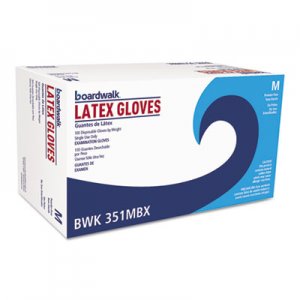 Boardwalk BWK351MCT Powder-Free Latex Exam Gloves, Medium, Natural, 4 4/5 mil, 1000/Carton