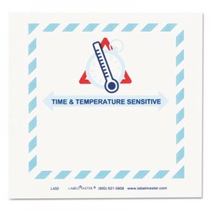 LabelMaster LMTL450 Shipping and Handling Self-Adhesive Labels, TIME and TEMPERATURE SENSITIVE, 5.5 x 5, Blue/Gray/Red/White