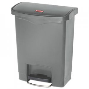 Rubbermaid Commercial RCP1883600 Slim Jim Resin Step-On Container, Front Step Style, 8 gal, Gray