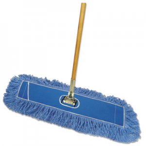 Boardwalk BWKHL365BSPC Looped-End Dust Mop Kit, 36 x 5, 60" Metal/Wood Handle, Blue/Natural