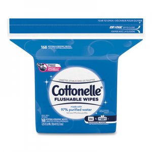 Cottonelle KCC10358EA Fresh Care Flushable Cleansing Cloths, White, 5 x 7 1/4, 168/Pack