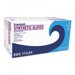 Boardwalk BWK315LCT Powder-Free Synthetic Vinyl Gloves, Large, Cream, 4 mil, 1000/Carton