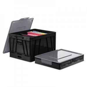 Universal UNV40010 Collapsible Crate, Letter/Legal Files, 17.25" x 14.25" x 10.5", Black/Gray, 2/Pack