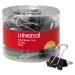 Universal UNV11140 Binder Clips in Dispenser Tub, Small, Black/Silver, 40/Pack