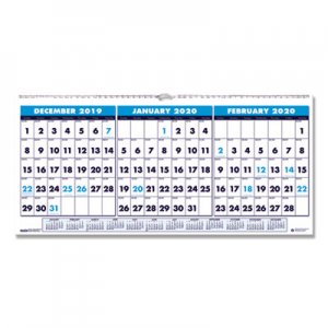 House of Doolittle HOD3647 Recycled Three-Month Horizontal Wall Calendar, 17 x 8, 14-Month, 2019-2021
