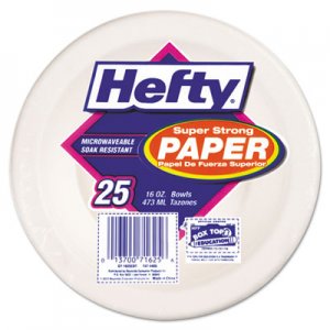 Hefty RFPD71625 Super Strong Paper Dinnerware, 16 oz Bowl, Bagasse, 25/Pack, 12 Packs/Carton