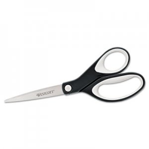 Westcott 15588 Straight KleenEarth Soft Handle Scissors, 8" Long, Black/Gray