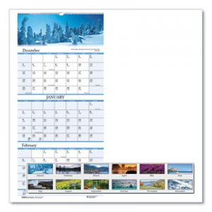 House of Doolittle HOD3636 Recycled Scenic Compact Three-Month Wall Calendar, 8 x 17, 2020-2022