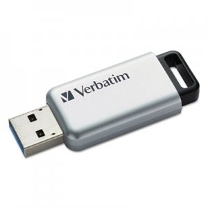 Verbatim 98666 Store 'n' Go Secure Pro USB 3.0 Flash Drive w/AES 256 Encryption, 64GB, Silver