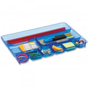 OIC 23216 Blue Glacier Drawer Tray, 9 Compartments, Transparent Blue
