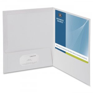 Business Source 44424 Two-Pocket Folders with Business Card Holder