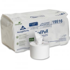 SofPull 19516 Mini White 2-Ply High-Capacity Centerpull Bathroom Tissue