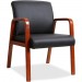 Lorell 40200 Black Leather Wood Frame Guest Chair