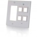 C2G 41341 Decora Compatible Cutout with Four Keystone Double Gang Wall Plate - White