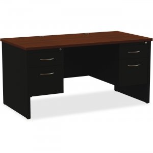 Lorell 79141 Walnut Laminate Comm. Steel Desk Series