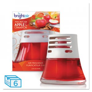 Bright Air 900022CT Scented Oil Air Freshener, Macintosh Apple and Cinnamon, Red, 2.5oz, 6/Carton