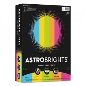 Astrobrights WAU99608 Color Paper -"Bright" Assortment, 24lb, 8.5 x 11, Assorted Bright Colors, 500/Ream