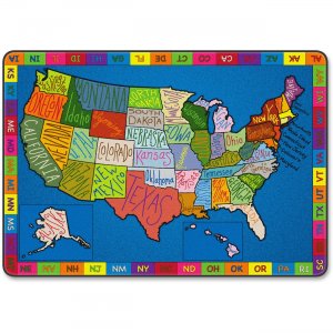 Flagship Carpets FE26244A My America Doodle Map Rug