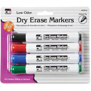 CLI 47814 Chisel Tip Dry Erase Markers