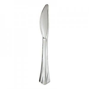 WNA 630155 Heavyweight Plastic Knives, Silver, 7 1/2", Reflections Design, 600/Carton