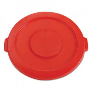 Rubbermaid Commercial RCP2631RED Round Flat Top Lid, for 32 gal Round BRUTE Containers, 22.25" diameter, Red
