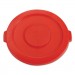 Rubbermaid Commercial RCP2631RED Round Flat Top Lid, for 32 gal Round BRUTE Containers, 22.25" diameter, Red