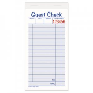 Adams ABF10450SW Guest Check Unit Set, Carbonless Duplicate, 6 7/8 x 3 3/8, 50 Forms, 10/Pack